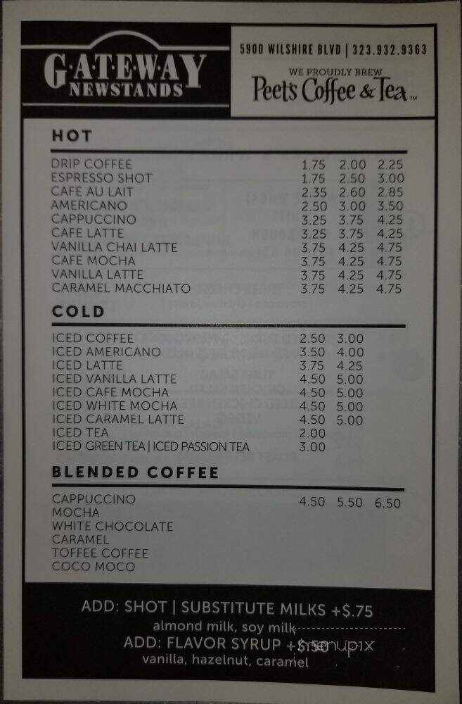 Gateway Newstands - Los Angeles, CA menu_pic