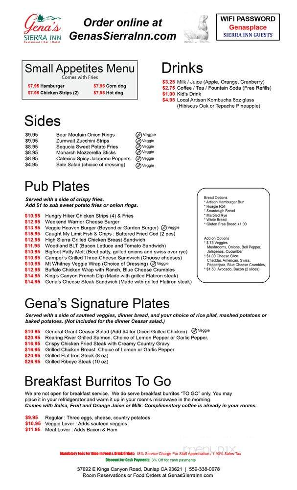 Gena's Place - Fresno, CA menu_pic
