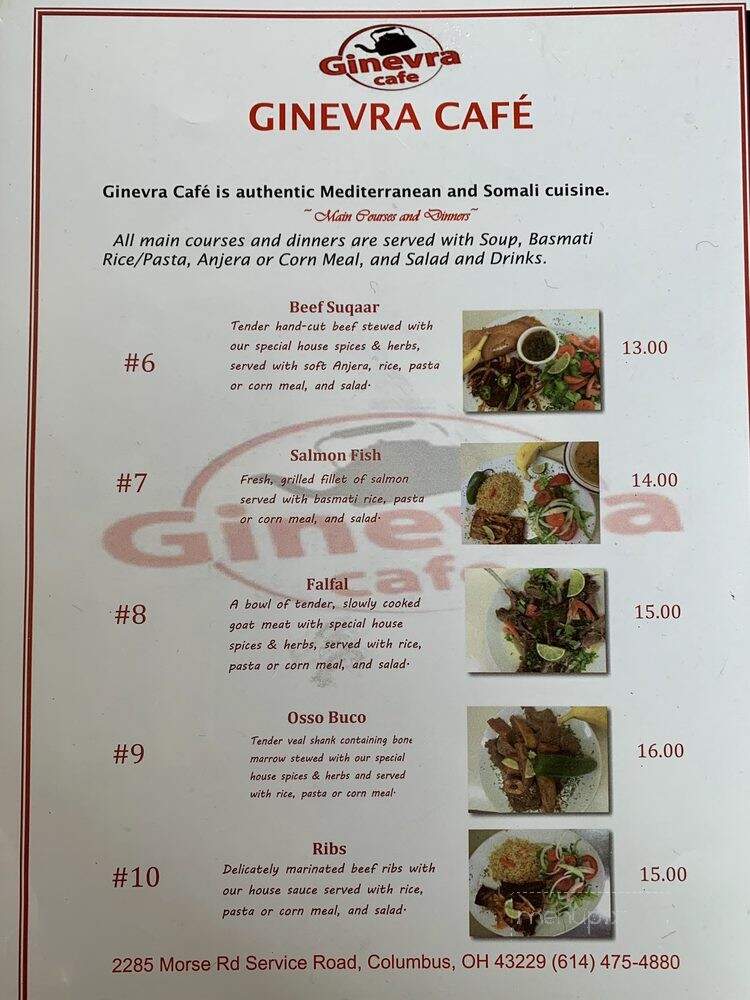 Ginevra Cafe - Columbus, OH menu_pic