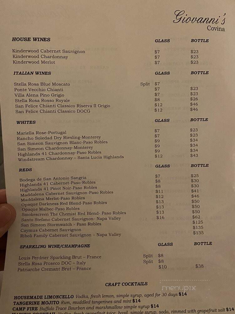 Giovanni's Ristorante - Covina, CA menu_pic