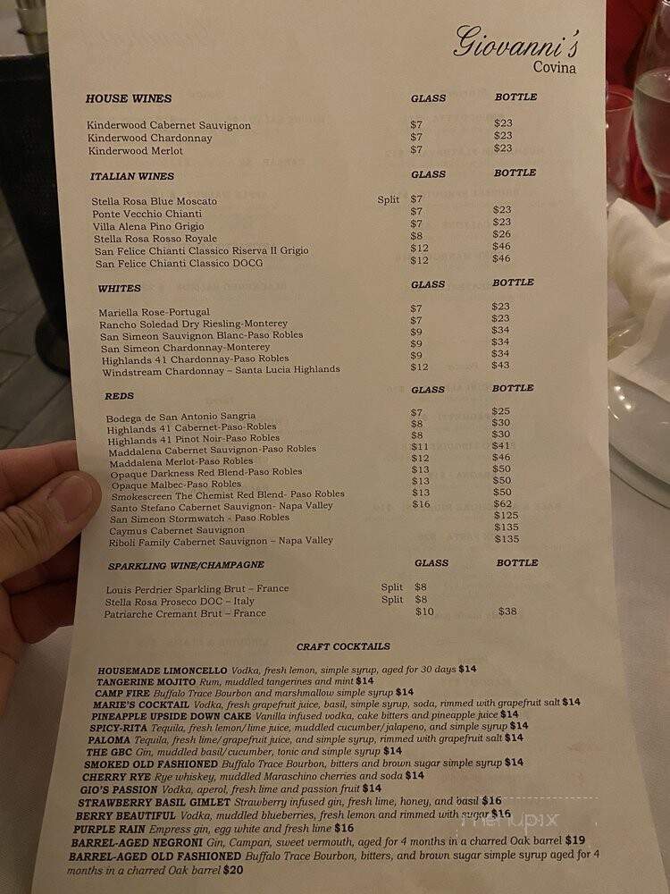 Giovanni's Ristorante - Covina, CA menu_pic