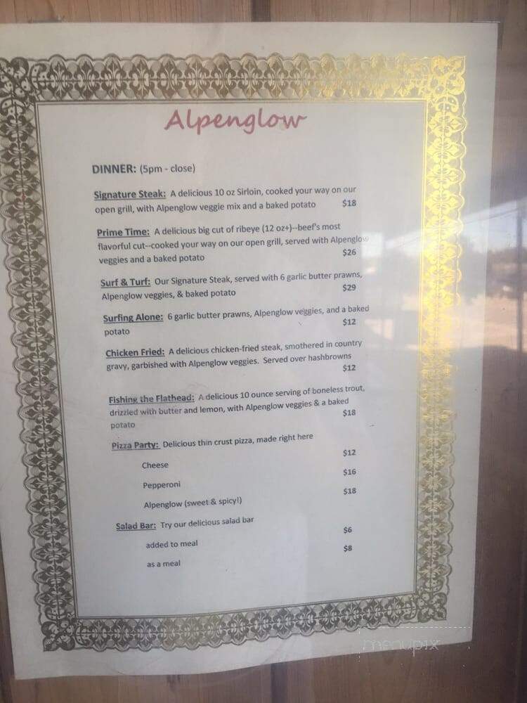 Glacier Village Restaurant - East Glacier Park, MT menu_pic