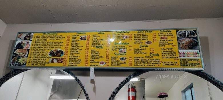 Gloria's Taco Shop - San Diego, CA menu_pic