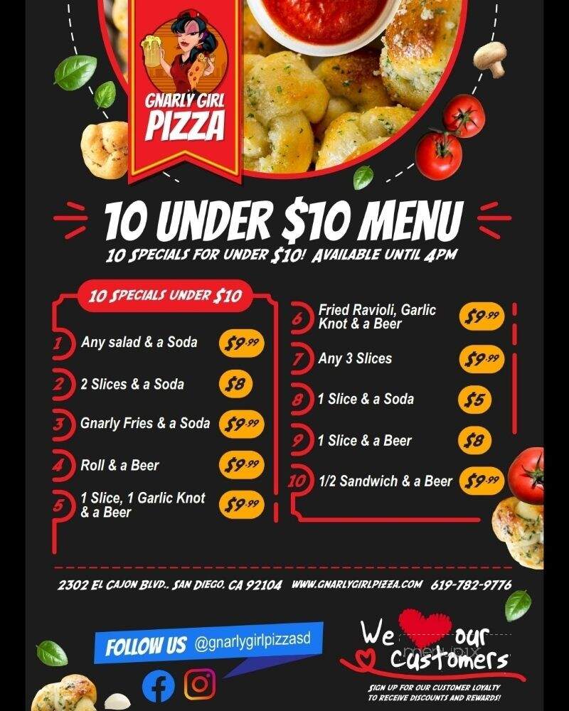 Gnarly Girl Pizza - San Diego, CA menu_pic