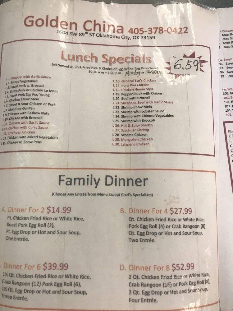 Golden China - Oklahoma City, OK menu_pic