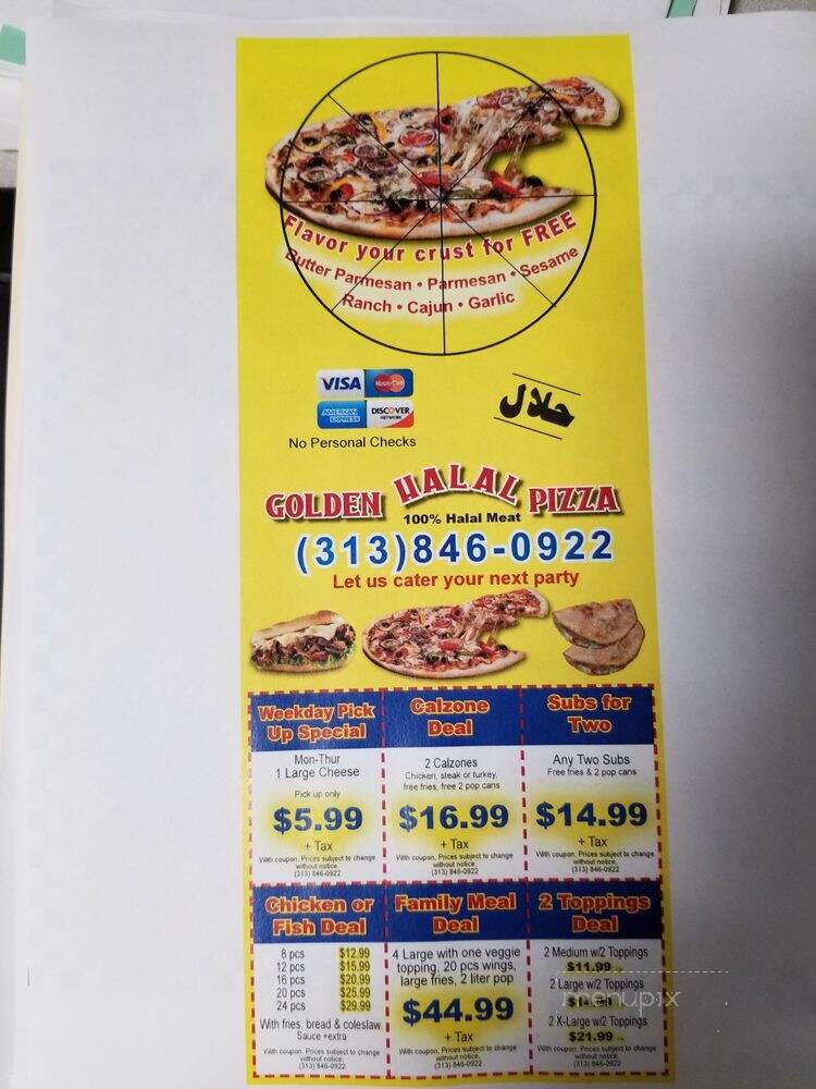 Golden Halal Pizza - Dearborn, MI menu_pic
