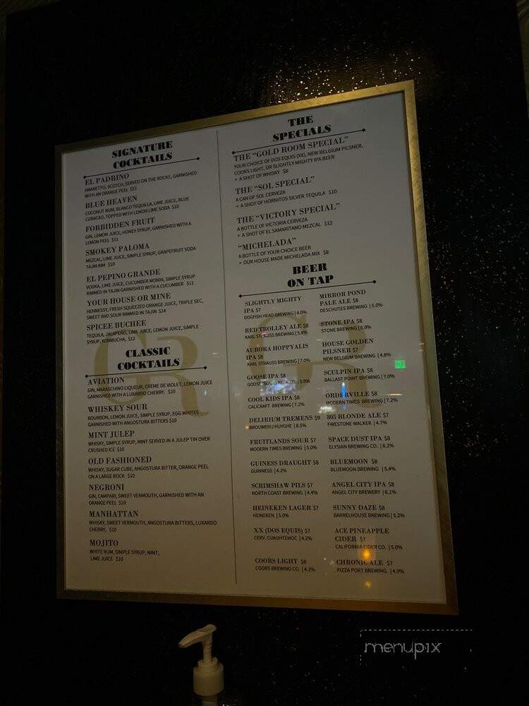 Gold Room - Los Angeles, CA menu_pic