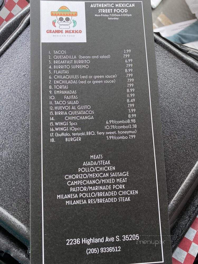 Grande mexico - Hoover, AL menu_pic