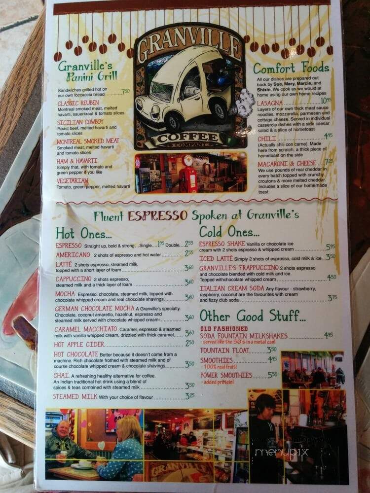 Granville's Coffee - Quesnel, BC menu_pic