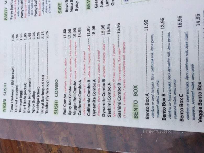 Green Wasabi Japanese Restaurant - Sidney, BC menu_pic