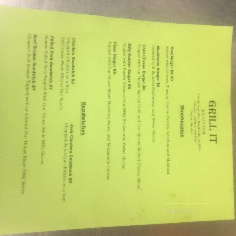 Grill It Hotdogs Burgers and More - Douglasville, GA menu_pic