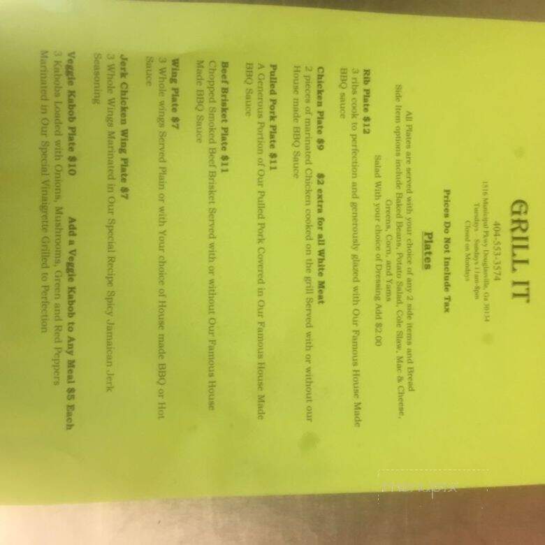Grill It Hotdogs Burgers and More - Douglasville, GA menu_pic
