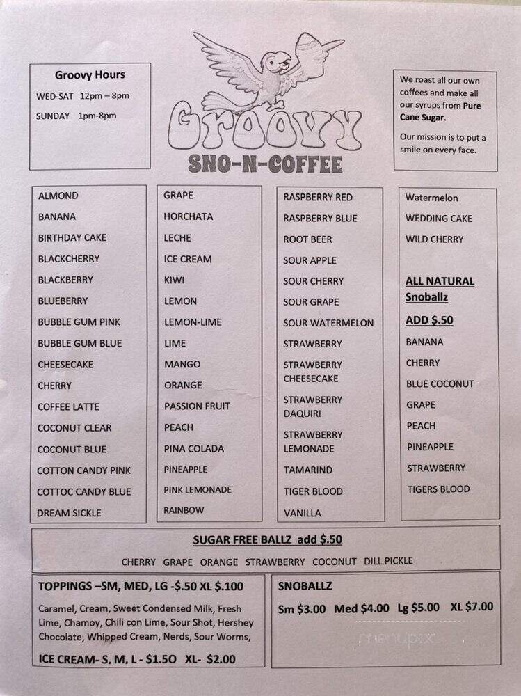 Groovy Sno-n-Coffee - Austin, TX menu_pic