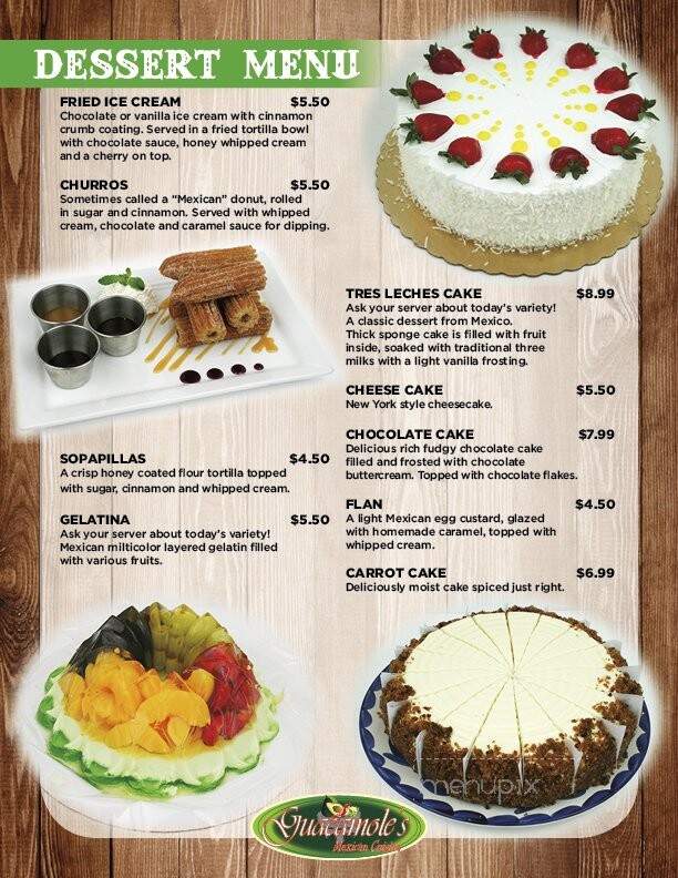 Guacamole's Mexican Cuisine - Milford, CT menu_pic