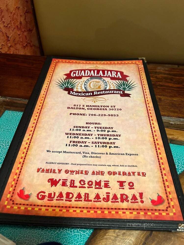 Guadalajara Mexican Restaurant - Dalton, GA menu_pic
