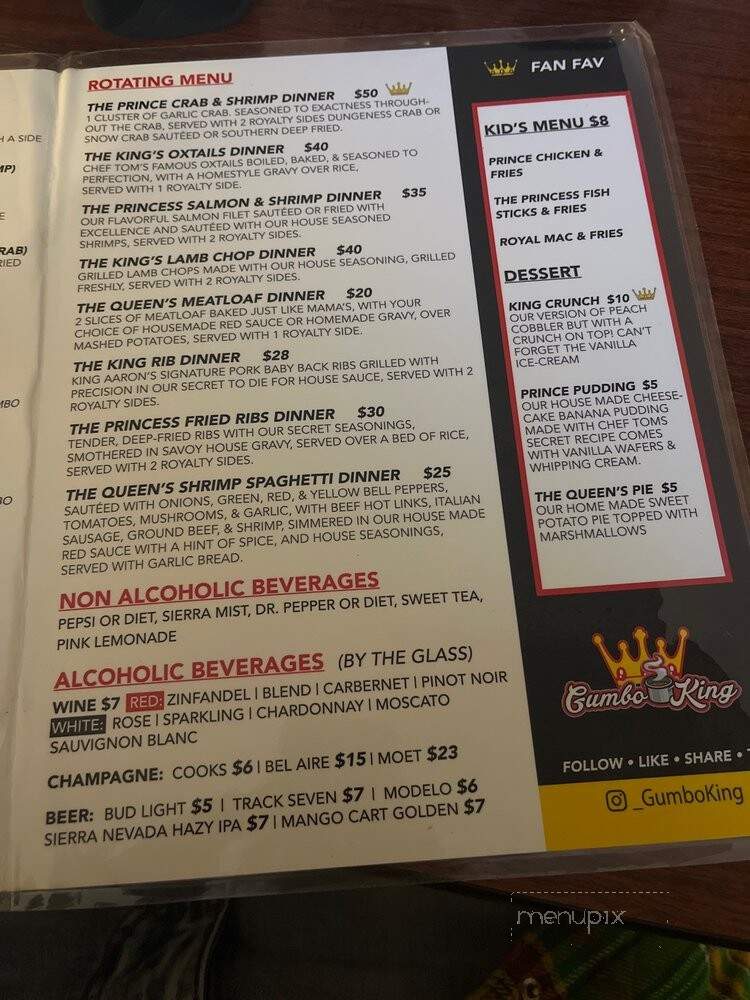 Gumbo King - Sacramento, CA menu_pic