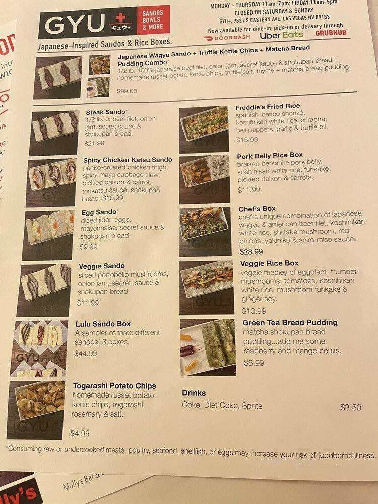 GYU+ - Las Vegas, NV menu_pic