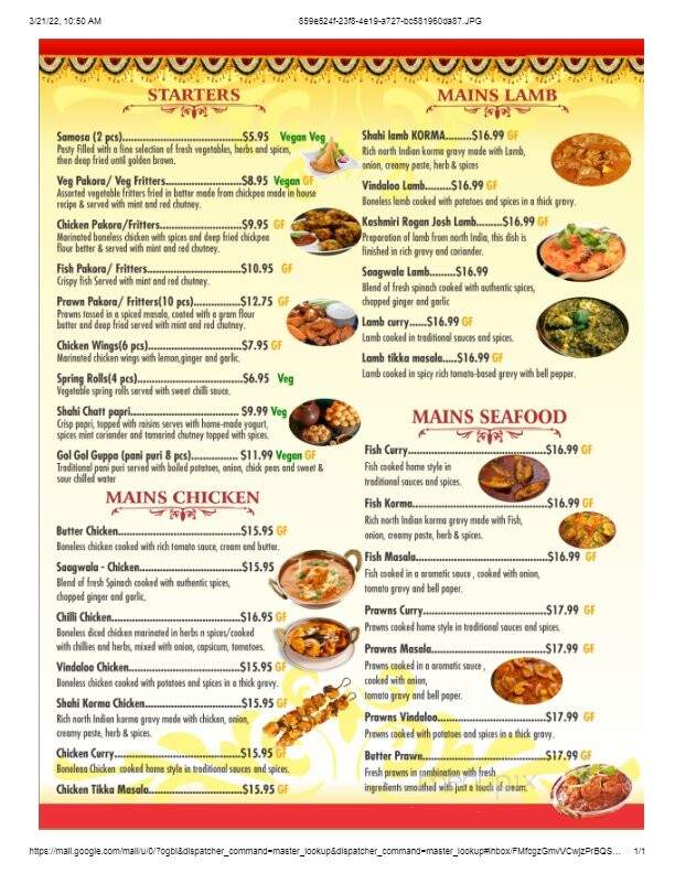 Haldi Fine Indian Cuisine - Jasper, AB menu_pic