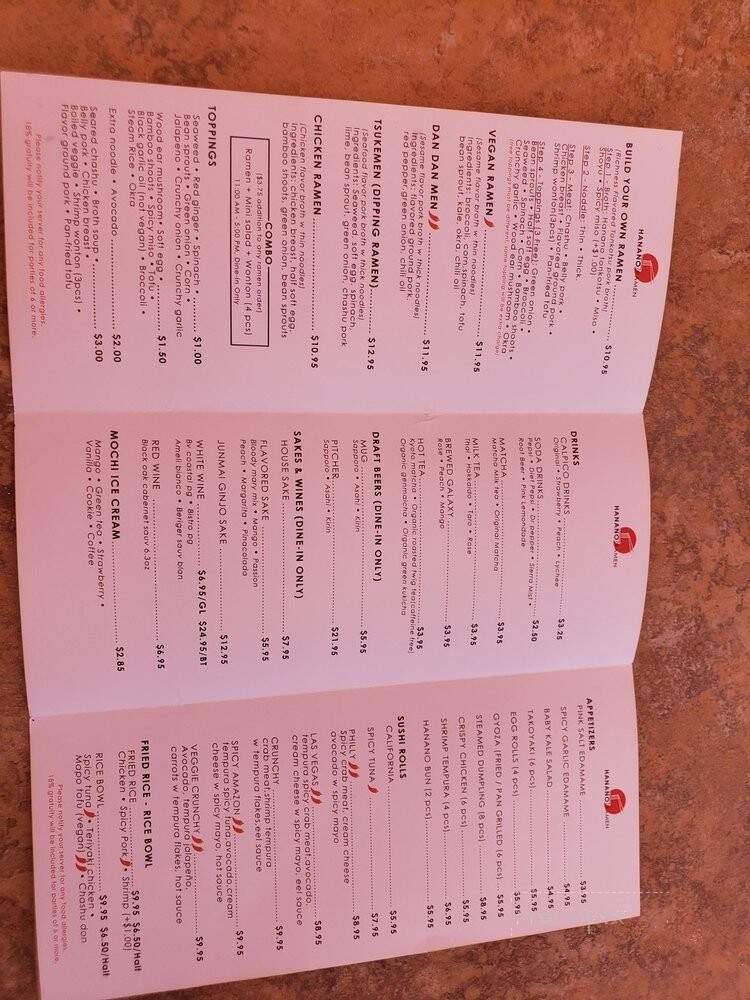 Hanano Ramen Tustin - Tustin, CA menu_pic