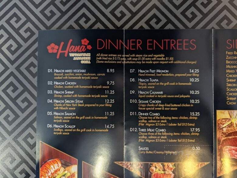 Hana Teppanyaki - Huntington Park, CA menu_pic