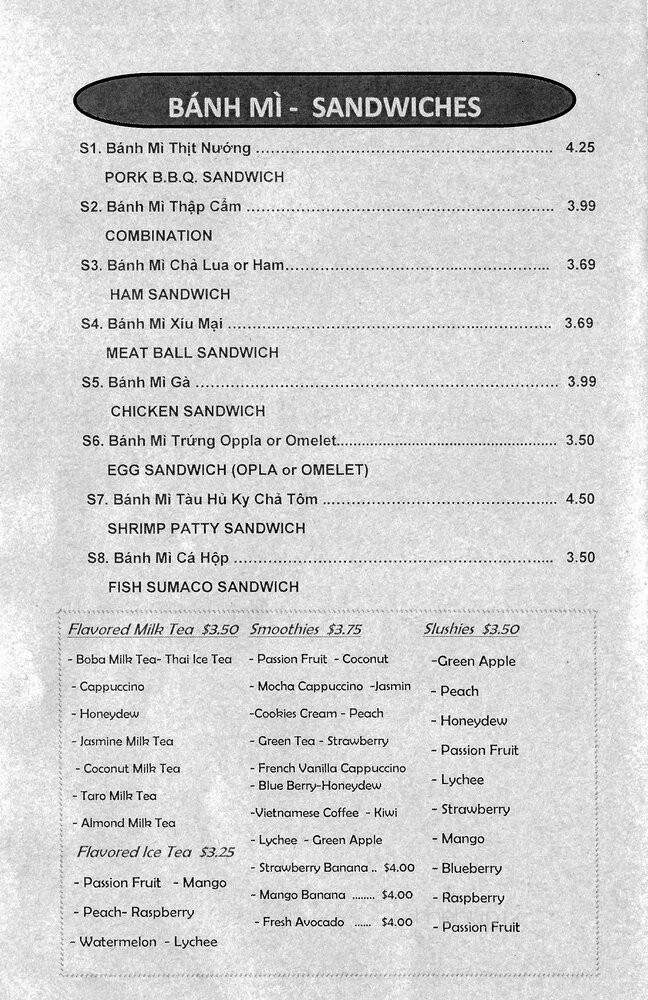 Hangxangsandwiches Bobazone - Houston, TX menu_pic