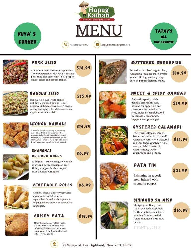 Hapag Kainan - Highland, NY menu_pic