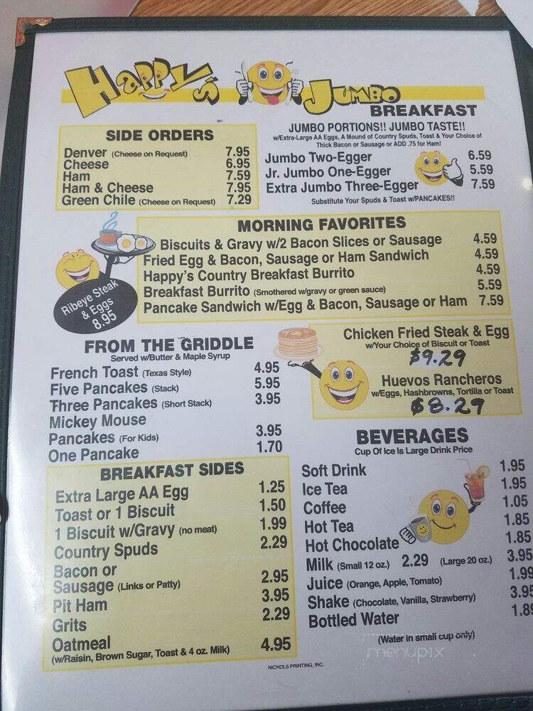 Happy's - Carlsbad, NM menu_pic