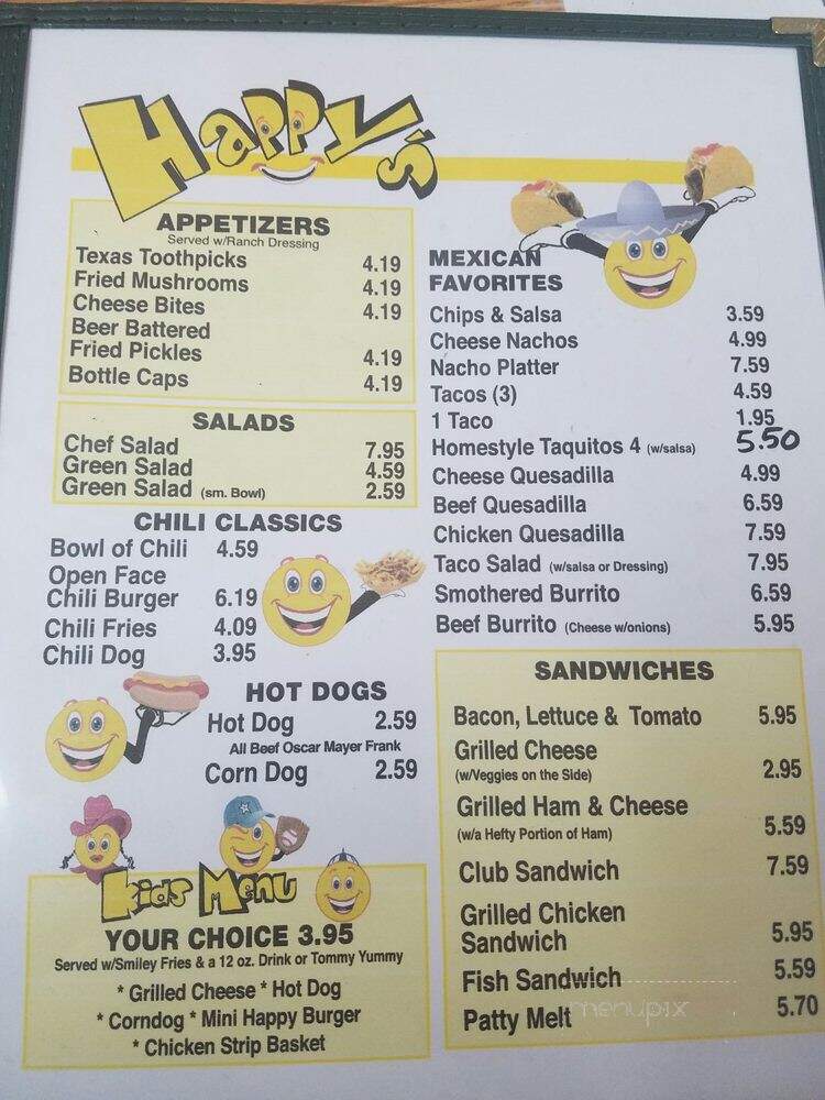 Happy's - Carlsbad, NM menu_pic