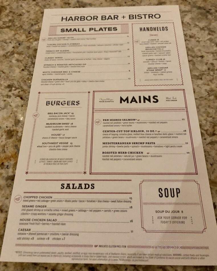 Harbor Bar & Bistro - Redondo Beach, CA menu_pic