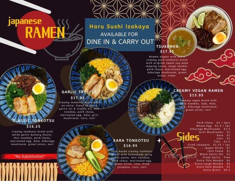 Haru Sushi Izakaya - Fort Wayne, IN menu_pic