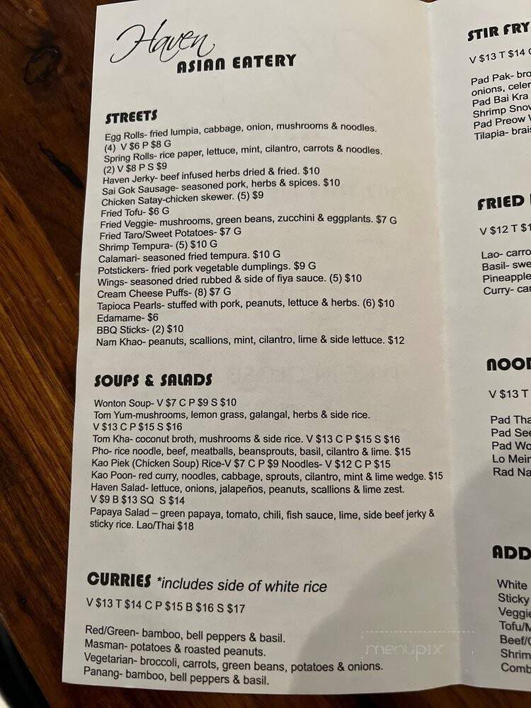 Haven Asian Eatery - Eden Prairie, MN menu_pic