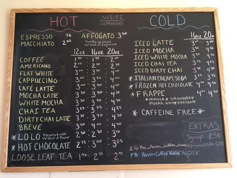 Haven Coffee House - Nephi, UT menu_pic