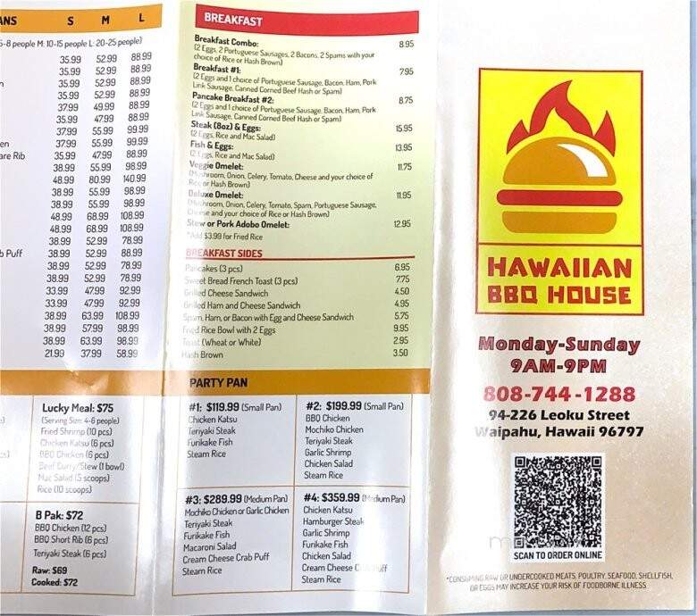 Hawaiian BBQ House - Waipahu, HI menu_pic