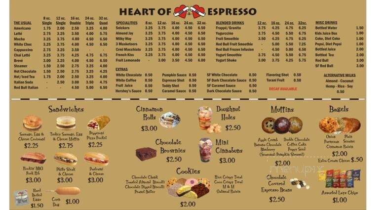 Heart To Heart Espresso - Mill Creek, WA menu_pic