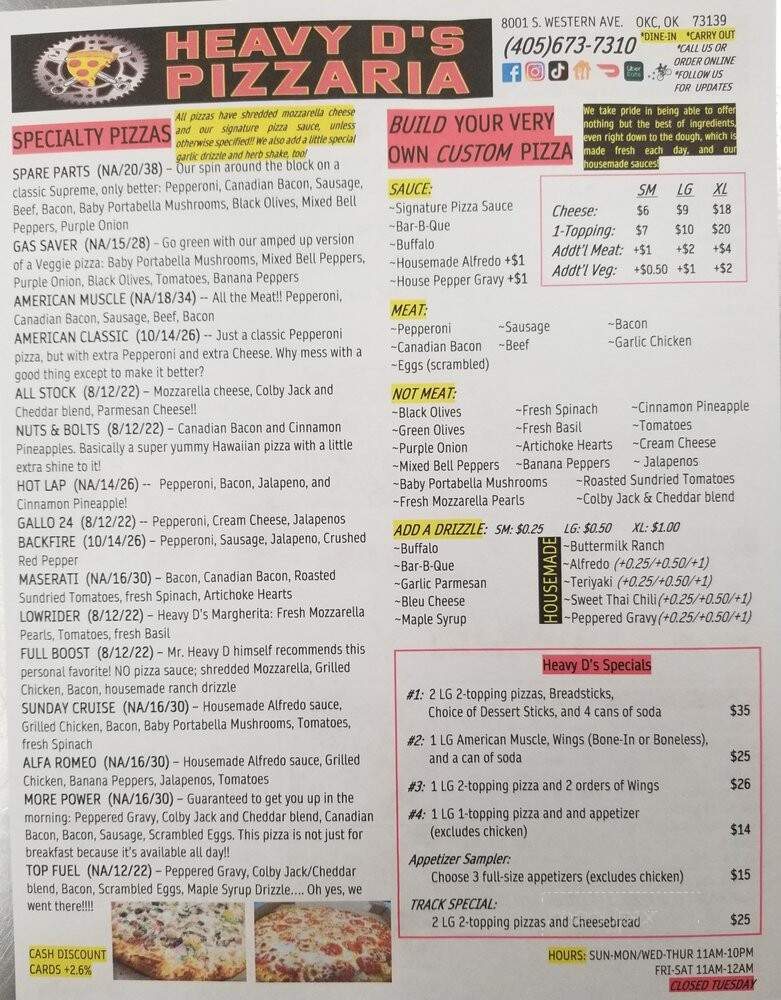 Heavy D's Pizza - Malone, NY menu_pic