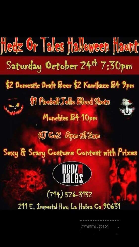 Hedz or Tales - La Habra, CA menu_pic