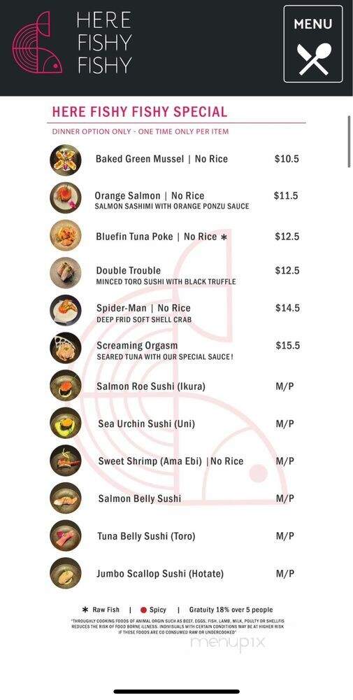 Here Fishy Fishy - Los Angeles, CA menu_pic
