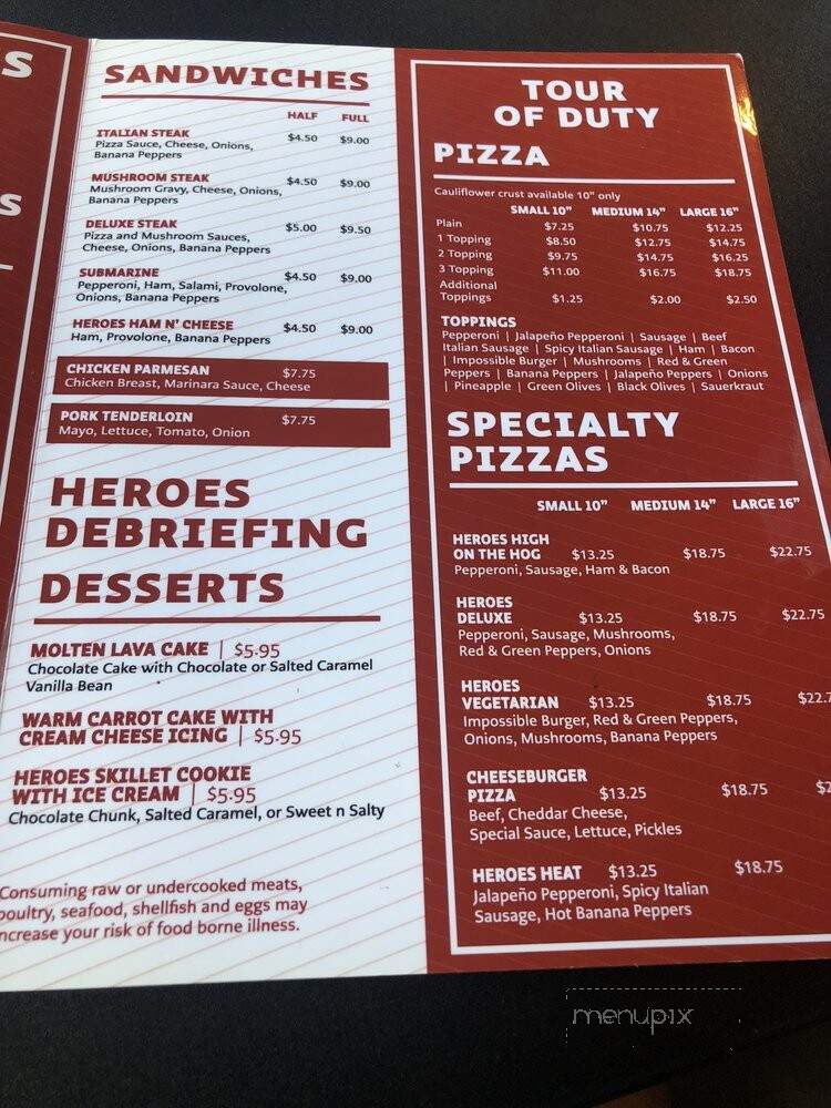 Heroes Pizza House - Springboro, OH menu_pic