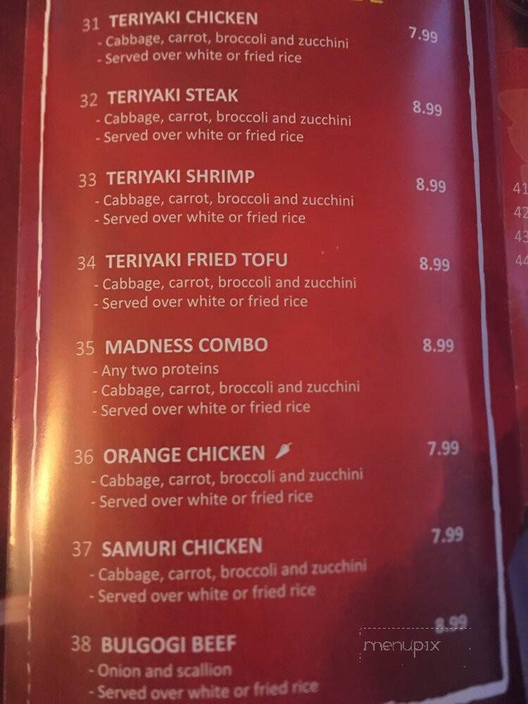 Hibachi Madness - Springfield, IL menu_pic