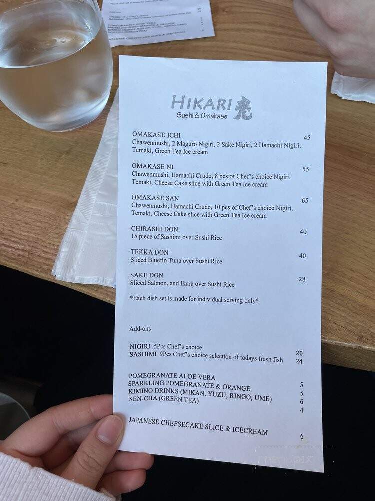 Hikari Sushi & Omakase - Davis, CA menu_pic