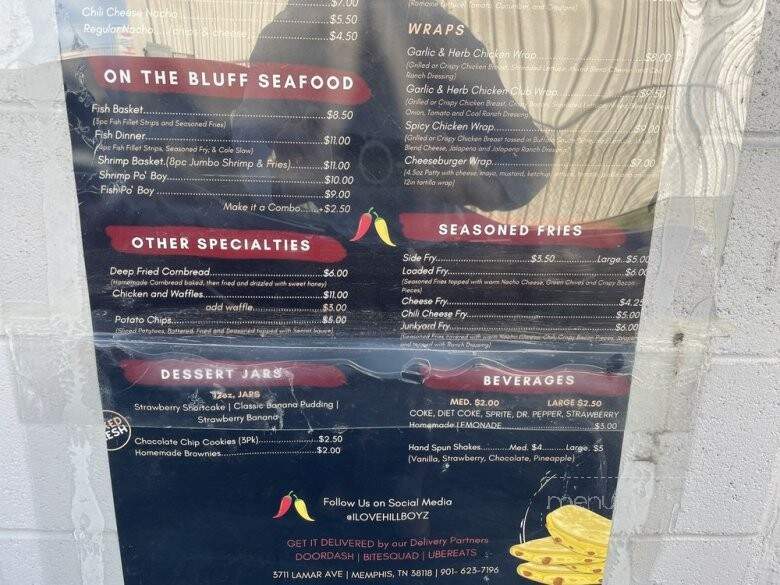 Hillboyz Wing and Burger Bar - Memphis, TN menu_pic