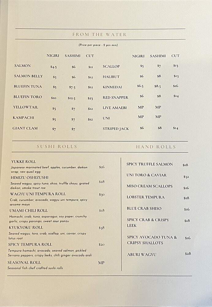 Himizu Modern Japanese Fusion - Westminster, CA menu_pic