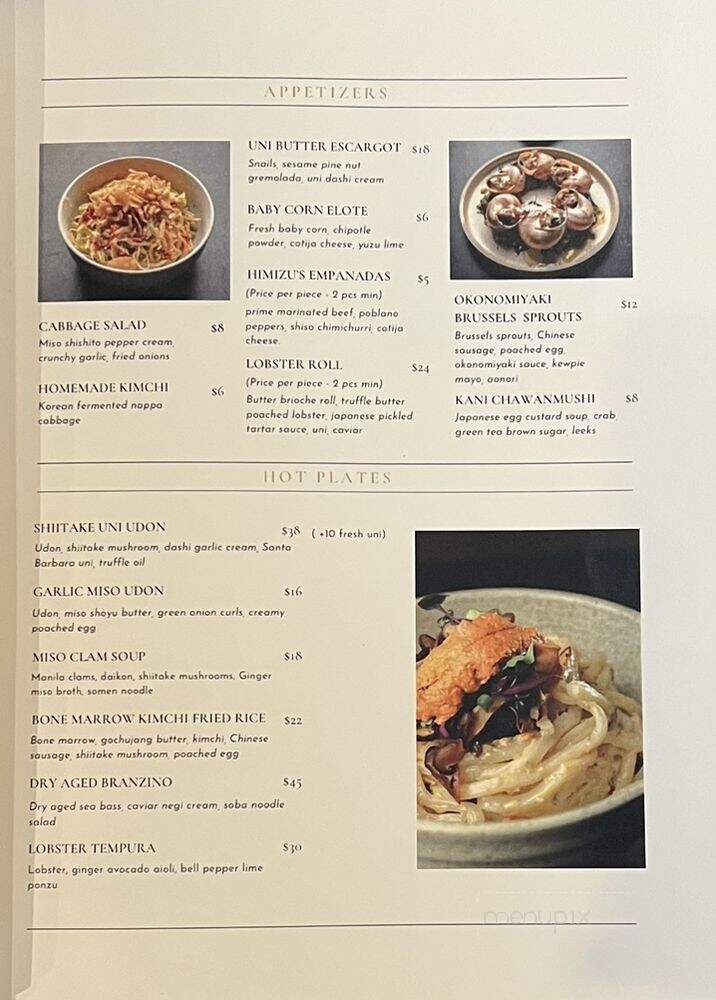 Himizu Modern Japanese Fusion - Westminster, CA menu_pic