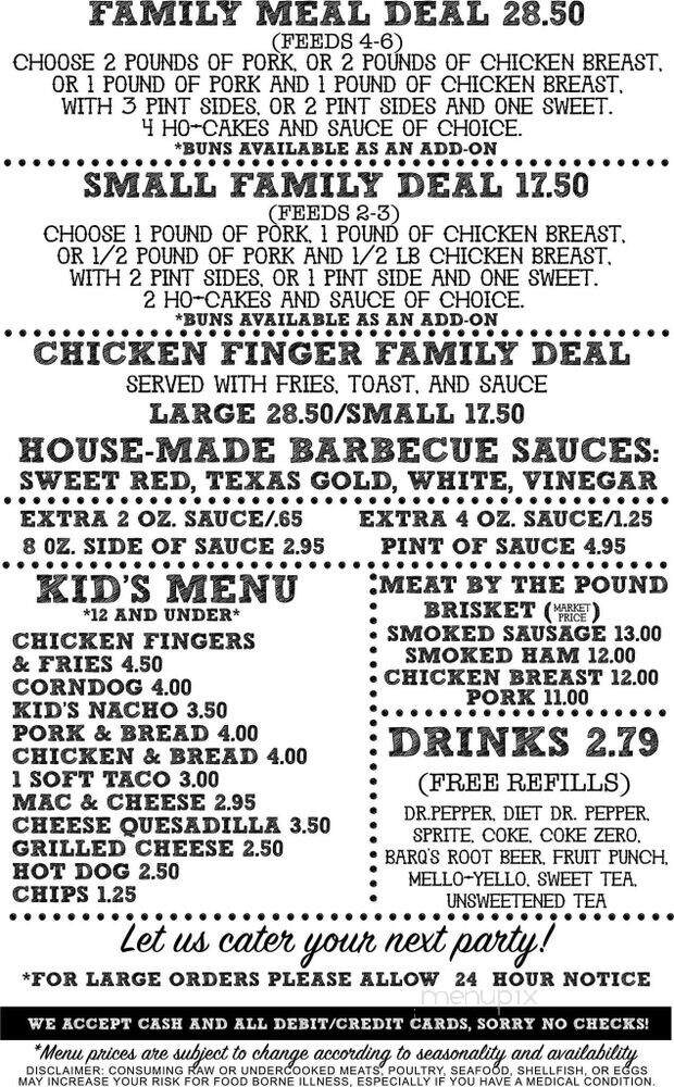Hogleg BBQ - Clarksville, AR menu_pic