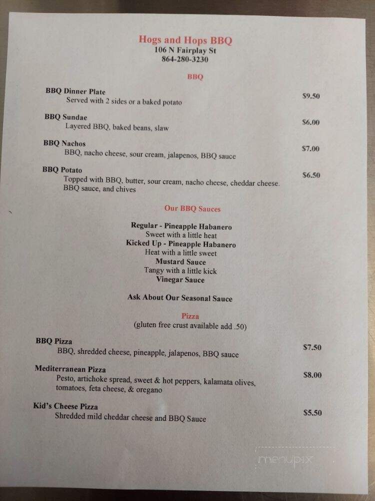 Hogs and Hops - Seneca, SC menu_pic