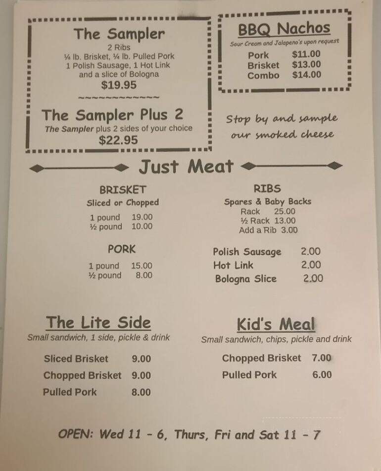 Holy Smokes BBQ and More - Greenwood, AR menu_pic