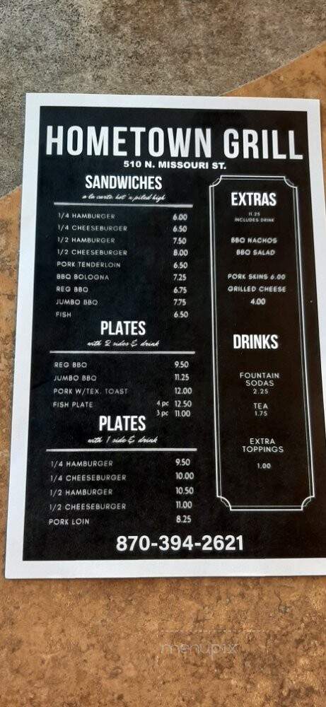 Hometown Grill - West Memphis, AR menu_pic