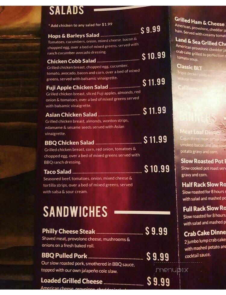 Hops and Barleys - Middletown, PA menu_pic