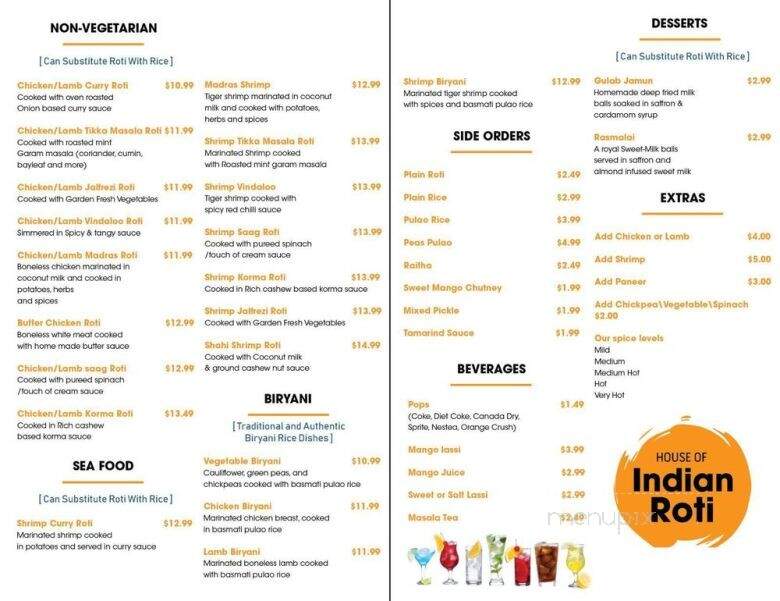 House of Indian Roti - Toronto, ON menu_pic