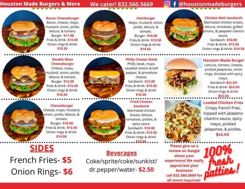 Houston Made Burgers & More - Houston, TX menu_pic